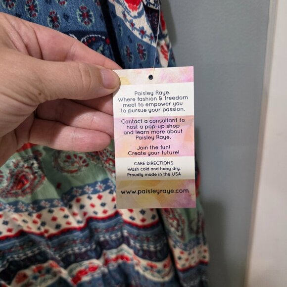 Paisley Raye Boho Midi Dress – Colorful Patchwork Print – Size 1X – NWT - Picture 5 of 8